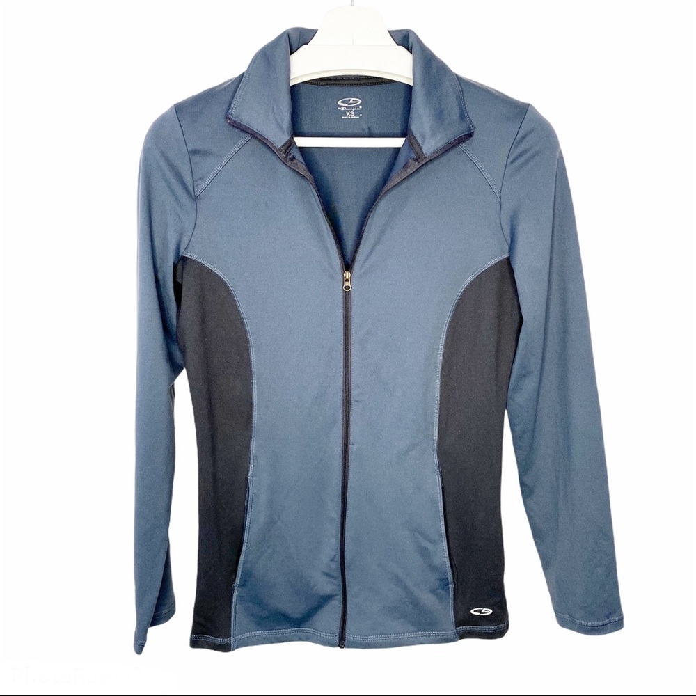 CHAMPION Athletic Jacket Full Zip Blue & Black Colorblock XS - Picture 1 of 8